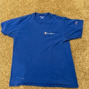 Blue Champion Distressed Y2K Cotton T-Shirt